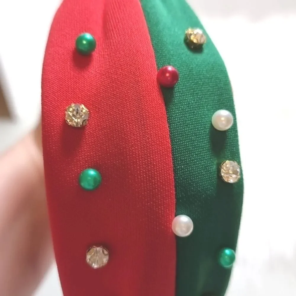 👋 CHRISTMAS HEADBAND pearls rhinestones color block | Mix And Match 3/$20